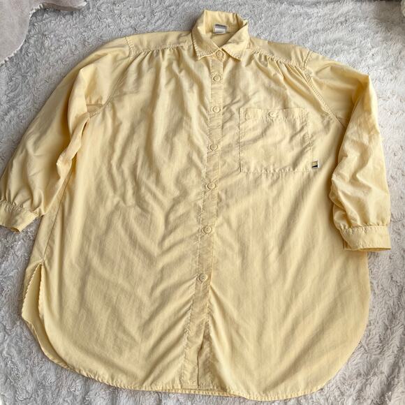 Solumbra big shirt dress cover-up top long sleeve by sun precautions yellow S - Picture 1 of 12